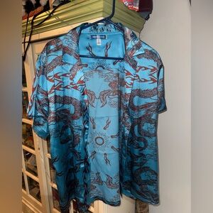 Urban Outfitters Blue and Brown Button Down Shirt